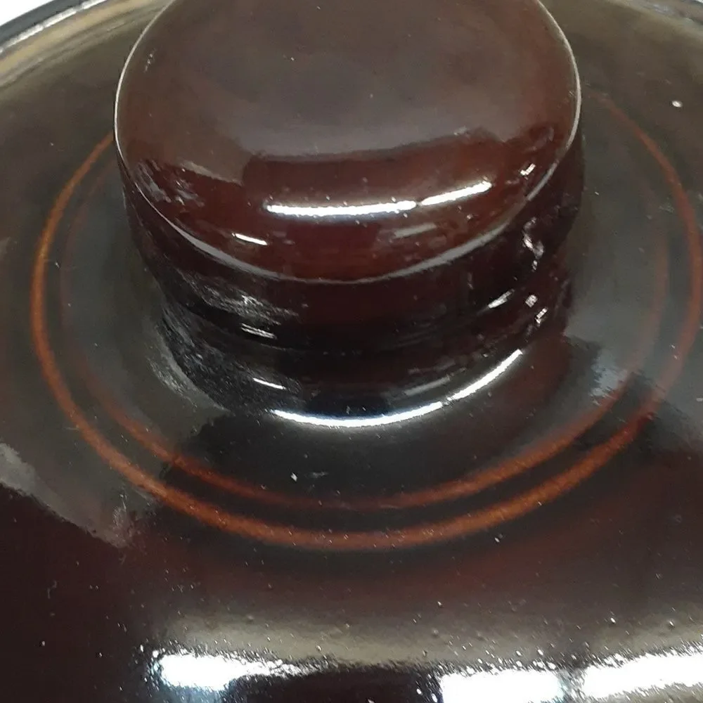 Vintage‎ Monmouth Pottery Bowl Maple Leaf Dip Glaze Stoneware with LID